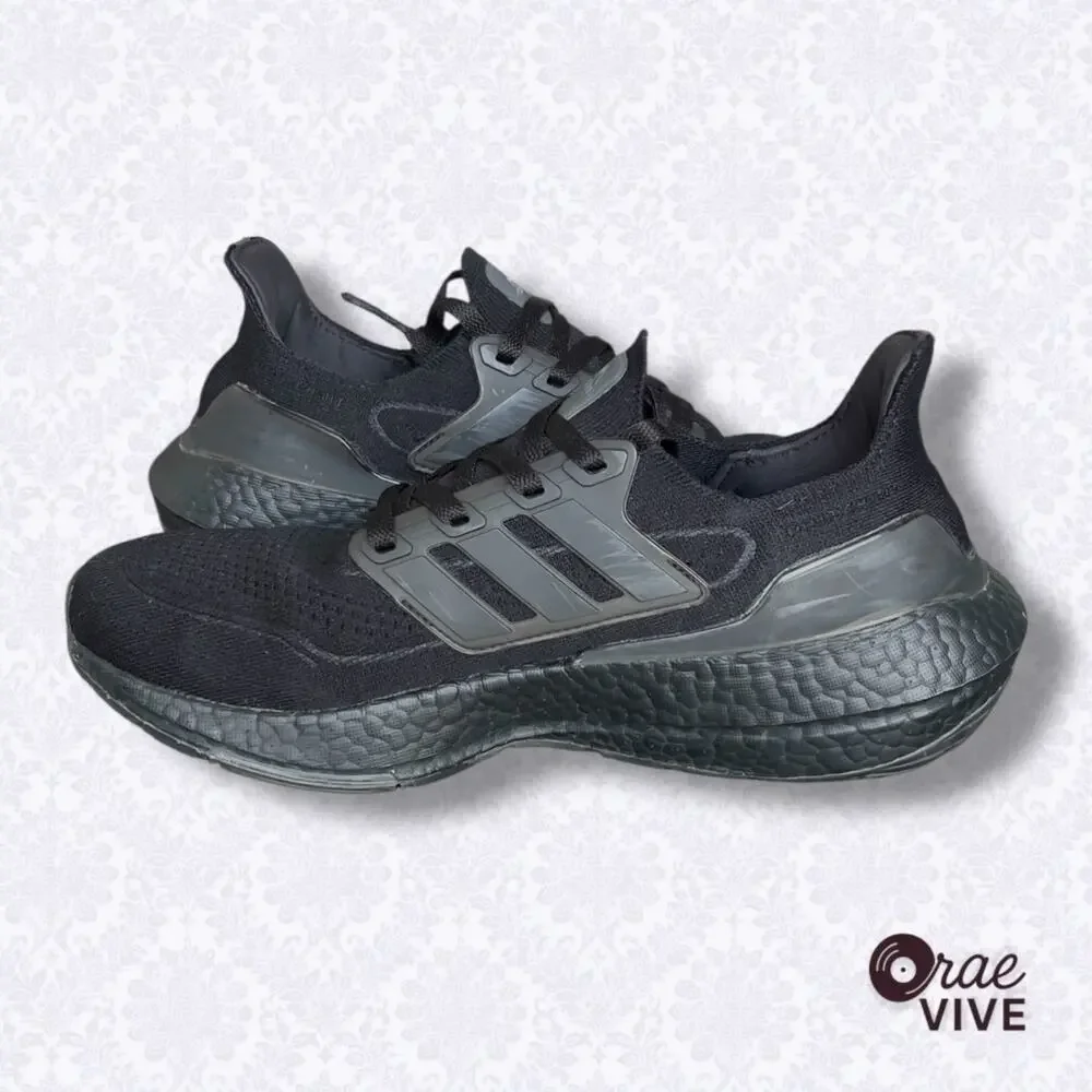 Adidas UltraBoost 21 All Black Triple Black Womens 8.5 Running Shoes